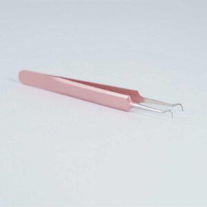 PINZA PUNTA FINA CURVA ORO ROSA PESTAÑAS Y STICKER
