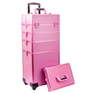 MALETA ORGANIZ. 4 NIVELES DOBLE TAPA RUEDAS ROSA METAL