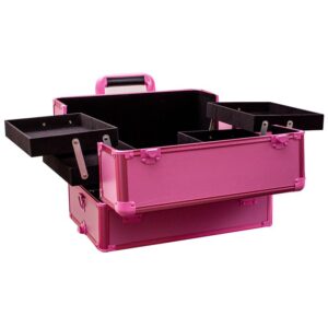 MALETA ORGANIZ. 4 NIVELES DOBLE TAPA RUEDAS ROSA METAL